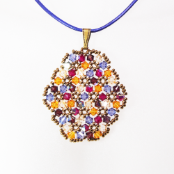 Pendant 40cm - Malvina Oval-Purple Leather - Pendant 40cm - Laiton bronze